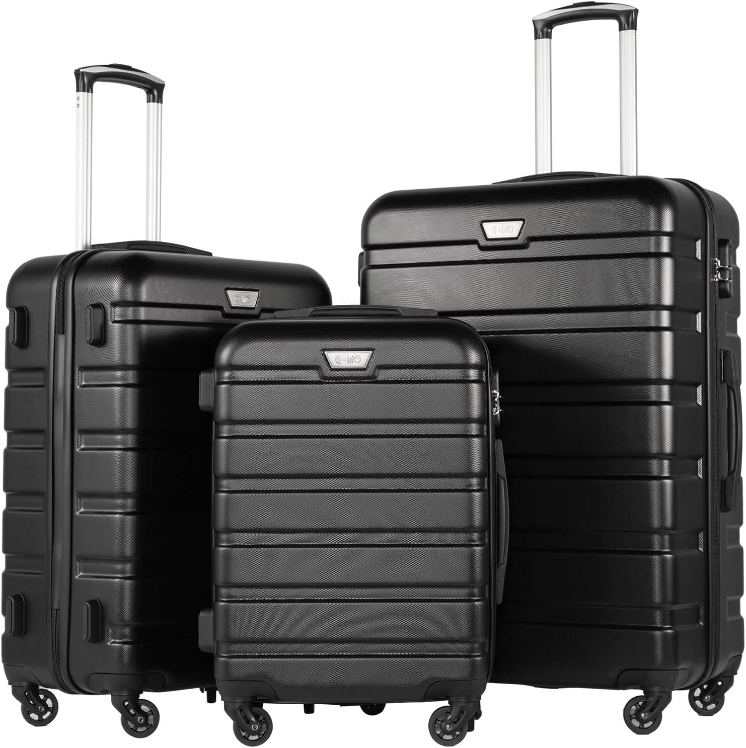 Coolife Luggage 3 Piece Set Suitcase Spinner Hardshell Lightweight TSA Lock (black, 3 Piece Set(20in24in28in)) Coolife Luggage 3 Piece Set Suitcase Spinner Hardshell Lightweight TSA Lock (black, 3 piece set(20in24in28in))