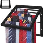 Tie Organizer for Men, Tie Organizer up to 54 Ties, Metal Tie Racks for Men Closet, Tie Holders for Closet, Tie Rack Wall Mounted, Suitable for Ties, Scarves and Belts Organization (Black)