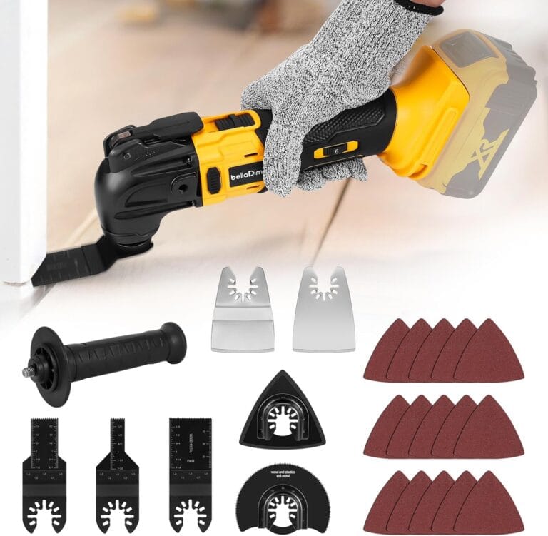 Oscillating Multi Tool Compatible with Dewalt 20V MAX Battery(Battery Not Included), Cordless Oscillating Tool Brushless Motor, 6 Variable Speeds, 23-Piece Kit for Cutting, Sanding, Scraping