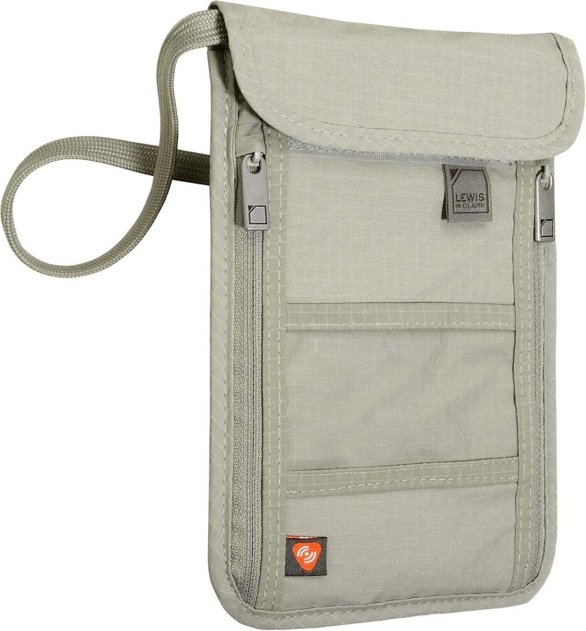 Lewis N. Clark RFID Blocking Stash Neck Wallet, Travel Pouch + Passport Holder for Women & Men, Taupe, One Size