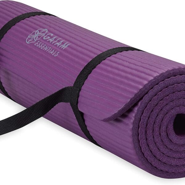 Gaiam Essentials Thick Yoga Mat Fitness & Exercise Mat with Easy-Cinch Yoga Mat Carrier Strap, 72"L x 24"W x 2/5 Inch Thick