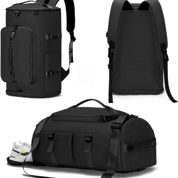 Gym Bag for Men and Women Sports Duffle Bag Travel Backpack Weekender Overnight Bag with Shoes Compartment and Wet Pocket Black - MIYCOO