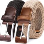 BULLIANT Belt for Men 2Pack,Mens Gift Stretch Braided Web Belt Elastic for Casual Golf Jeans,1 3/8"