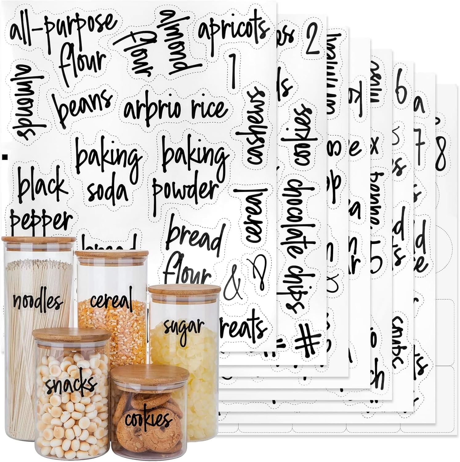 170PCS Food Pantry Labels, Kitchen Container Storage Labels Spice Organize Storage Jars Boxes Bottles Preprinted Black Script Clear Stickers Water And Oil Resistant 170PCS Food Pantry Labels, Kitchen Container Storage Labels Spice Organize Storage Jars Boxes Bottles Preprinted Black Script Clear Stickers - Water and Oil Resistant