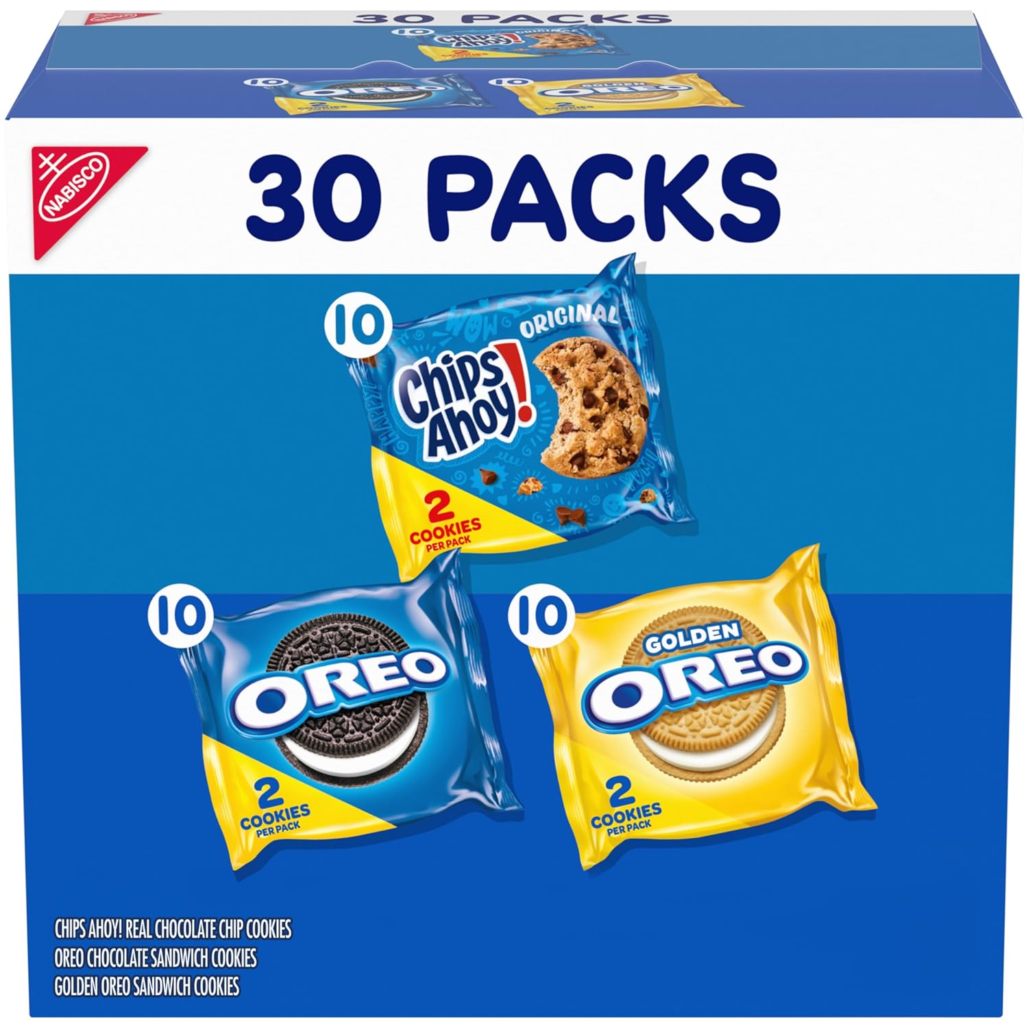 Nabisco Sweet Treats Cookie Variety Pack OREO, OREO Golden & CHIPS AHOY!, 30 Snack Packs (2 Cookies Per Pack) Nabisco Sweet Treats Cookie Variety Pack OREO, OREO Golden & CHIPS AHOY!, 30 Snack Packs (2 Cookies Per Pack)