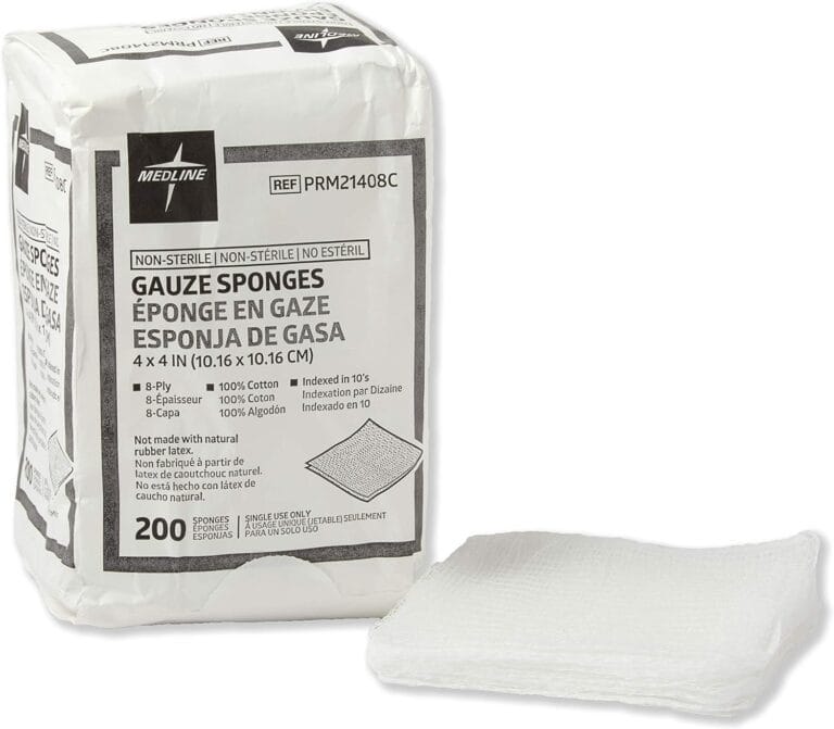 Medline 4 x 4 inch Gauze Sponges, 100% Cotton, 8-Ply Woven Non-Sterile Gauze (Pack of 200)