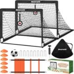 Soccer Goal, Kids Soccer Goals for Backyard Set of 2, 4x3ft Portable Soccer Goal Pop Up Soccer Net, Kids Soccer Net Training Equipment with Soccer Ball, Ladder, Cones, Targets