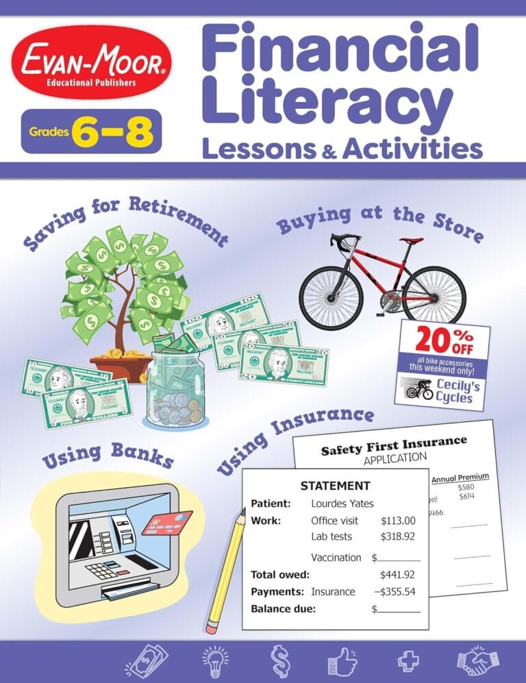 Financial Literacy Lessons and Activities for Grade 6 Teachers Resource Book, Reproducible Worksheets, Homeschool Resources, Classroom Lessons, Math Word Problems, Money Games