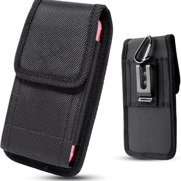 Universal Cell Phone Holster Pouch, Large Nylon Phone Case with Clip to Belt Loop Fit Most Smartphones for iPhone Samsung and More