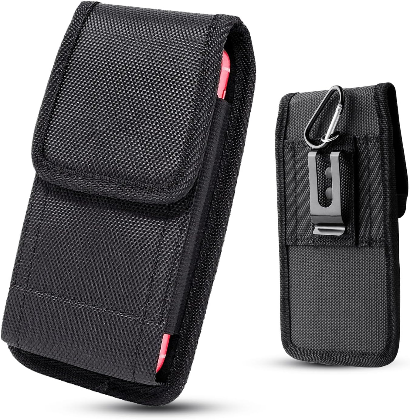 Universal Cell Phone Holster Pouch, Large Nylon Phone Case With Clip To Belt Loop Fit Most Smartphones For IPhone Samsung And More Universal Cell Phone Holster Pouch, Large Nylon Phone Case with Clip to Belt Loop Fit Most Smartphones for iPhone Samsung and More