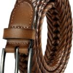 CHAOREN Leather Braided Belts for Men - 1 1/8" Mens Casual Woven Leather Belt for Dress Pants