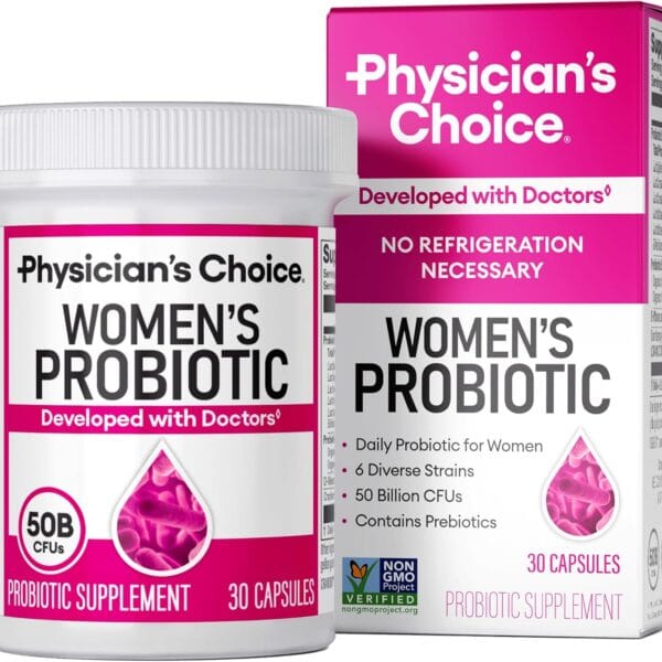 Physician's CHOICE Probiotics for Women - PH Balance, Digestive, UT, & Feminine Health - 50 Billion CFU - 6 Unique Strains for Her - Organic Prebiotics, Cranberry Extract+ - Women Probiotic - 30 CT