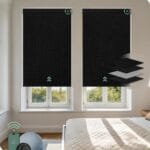 Yoolax Motorized Blinds with Remote, Blackout Smart Blinds Motorized Fabric Roller Shades Work with Alexa, Automatic Shades for Windows Custom Size (Black)