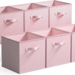 GRANNY SAYS Cube Storage Bins, 11 Inch Storage Cube Organizer, Collapsible Fabric Storage Cubes with Handle, Closet Baskets for Organization, Shelf Basket for Shelves, Pink, 6-Pack