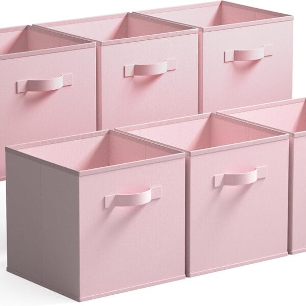 GRANNY SAYS Cube Storage Bins, 11 Inch Storage Cube Organizer, Collapsible Fabric Storage Cubes with Handle, Closet Baskets for Organization, Shelf Basket for Shelves, Pink, 6-Pack