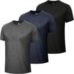 3 Pack Workout Mens Shirts - Quick Dry Causal Moisture Wicking Work Gym Athletic Short Sleeve for Basketball Running