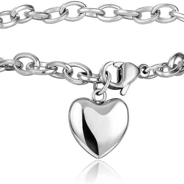 Jstyle Jewelry Women's Heart Charm Bracelets Stainless Steel Link Bracelet Birthday Gifts for Women Jewelry