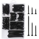 High Hardness Drywall Screws Assortment Kit, 166 pcs, Coarse Thread, Phillips Drive, Black Wood Screws, Screws Assortment, Screws Set, 6 Sizes (3,2,1-1/2,1-1/4,1,3/4)