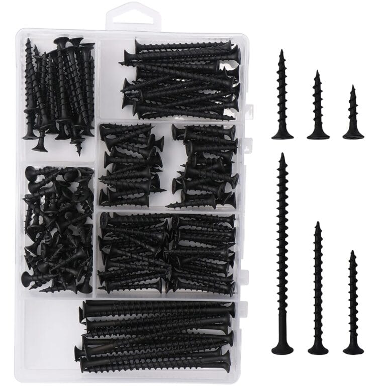 High Hardness Drywall Screws Assortment Kit, 166 pcs, Coarse Thread, Phillips Drive, Black Wood Screws, Screws Assortment, Screws Set, 6 Sizes (3,2,1-1/2,1-1/4,1,3/4)