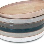 Mora Ceramic Flat Plates Set of 6-8 in - The Dessert, Salad, Appetizer, Small Lunch, etc Plate. Microwave, Oven, and Dishwasher Safe, Scratch Resistant. Kitchen Porcelain Dish - Neutrals
