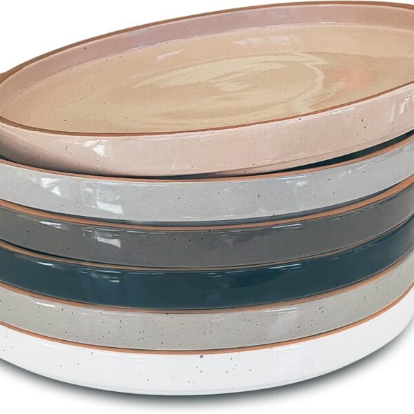 Mora Ceramic Flat Plates Set of 6-8 in - The Dessert, Salad, Appetizer, Small Lunch, etc Plate. Microwave, Oven, and Dishwasher Safe, Scratch Resistant. Kitchen Porcelain Dish - Neutrals