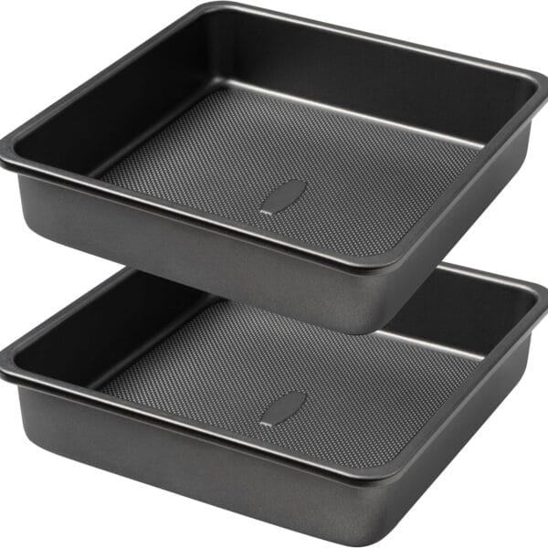 Square Cake Pan, Nonstick Baking Pan for Bread or Brownie, 9x9 Inch Bakeware with Diamond Texture Pattern, Set of 2