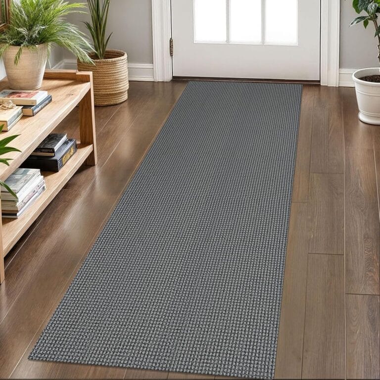 KOZYFLY Runners for Hallways 2x6 ft Washable Kitchen Runner Non Slip Rubber Backed Hall Runners Cotton Entryway Runner Rugs Floor Carpet for Indoor Backdoor Bedroom Kitchen, Grey/Dark Grey