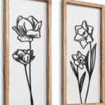 3D Black and White Wall Art (Set of 2) Lightweight, Wooden Ready-to-Hang Framed Floral Wall Art for Bathroom, Bedroom, Living Room or Office  Boho Botanical Farmhouse Decor  Gift-Boxed
