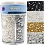 Sprinkles for Cake Decorating, Gold Silver White and Black Pearl Sprinkles Mix for Cookie Baking Ice Cream Cupcake Topping