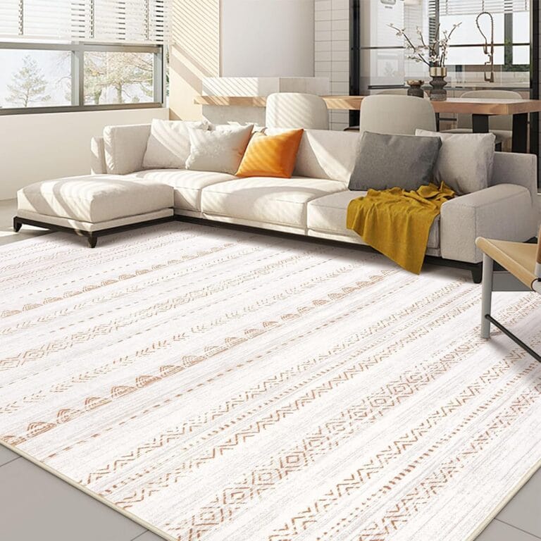 Area Rug Living Room Rugs: 5x7 Washable Boho Large Neutral Farmhouse Soft Moroccan Stain Resistant Indoor Floor Carpet for Bedroom Nursery Kids Playroom Office Dining Room Home House Decor- Brown