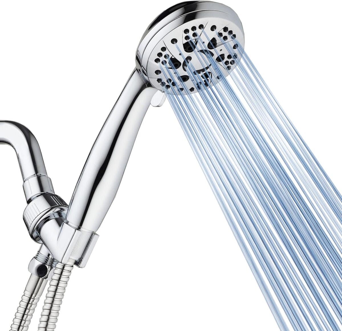 AquaDance High Pressure 6-Setting 3.5" Chrome Face Handheld Shower with Hose for the Ultimate Shower Experience! Officially Independently Tested to Meet Strict US Quality & Performance Standards!