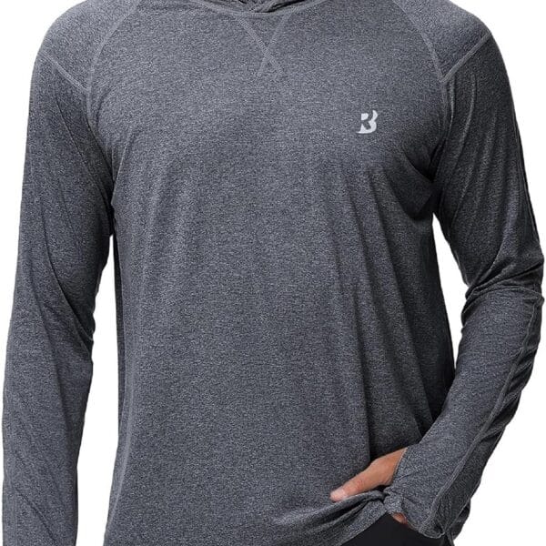 Roadbox Mens UPF 50+ Fishing Shirts, Long Sleeve UV Sun Hoodie, Hiking Running Swim Athletic Workout Shirt