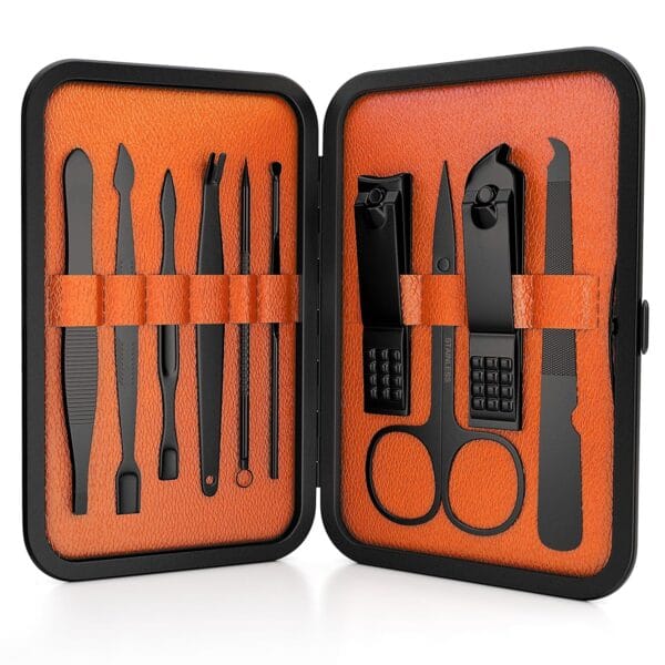 Wild Willies 10-Piece Pedicure & Manicure Kit for Men & Women - Includes Nail Clippers, Scissors, Tweezers, Files - Compact Travel Nail Grooming Kit, Mens Nail Care Set