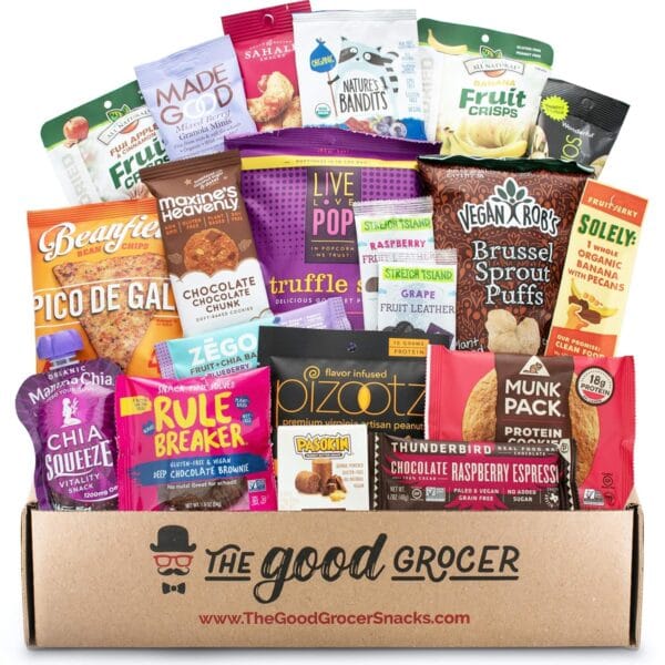 Premium GLUTEN FREE and VEGAN (DAIRY, SOY and FIG FREE) Healthy Snacks Care Package (20Ct): Featuring Delicious, Wholesome, Nutrient Dense Gluten Free and Vegan snacks. Office College Client Gift Box