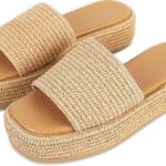 Platform Slip on Espadrille Sandals for Women Wedges Slides Bohemia Sandals Flatform Open Toe Beach Sandals