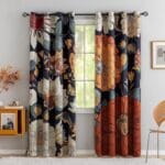 Black Boho Floral 100% Blackout Curtains for Bedroom 84 inch Long 2 Panels Mid Century Botanical Black Out Curtains for Living Room Grommet Thermal Insulated Room Darkening Window Drapes,52Wx84L