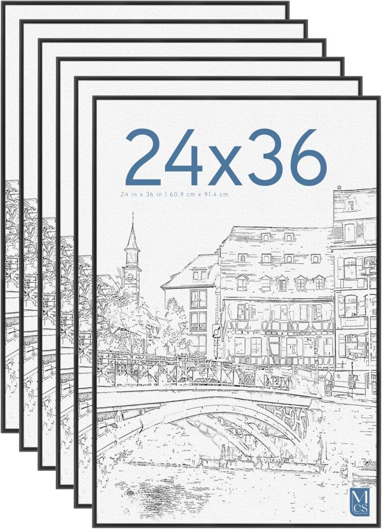 MCS Original Poster Frame 24x36 Black Lightweight Vertical & Horizontal Wall Hanging Large Picture Frame for Posters, Art Prints & Gallery Wall (6-Pack)