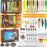 PLUSINNO Fishing Lures, 137Pcs Tackle Box with Tackle Included, Crankbaits, Spoon, Hooks, Weights & Other Accessories, Fishing Bait Lure Gear Kit Gift for Men Bass Freshwater
