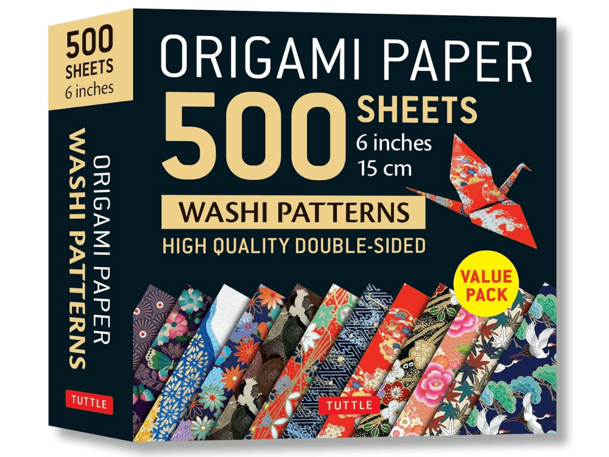 Origami Paper Origami Paper Set – 500 Sheets of Double-Sided Washi Patterns with Folding Guide - Image 1