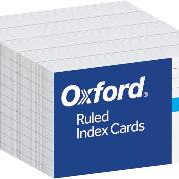 Oxford Index Cards, 3 x 5 Inches, White, Lined on Front, Blank on Back, Flashcards for School and Studying, Recipe Note Cards, 500 Count (5 Packs of 100) (40176)