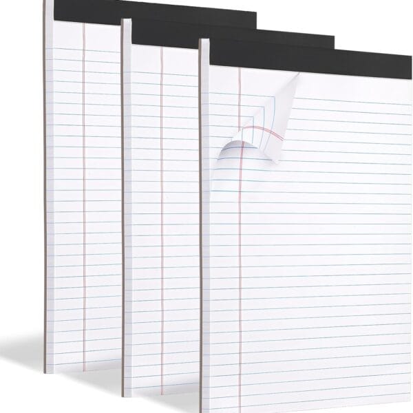 3 Pack Legal Pads Refills Note Pads, Writing Pads 8.5 x 11 Inches, Memo Pads Lined Writing Note Pads, Letter Size Legal Pad Wide Ruled Lined Pads Legal Rule for School Office30 Sheet per Pads