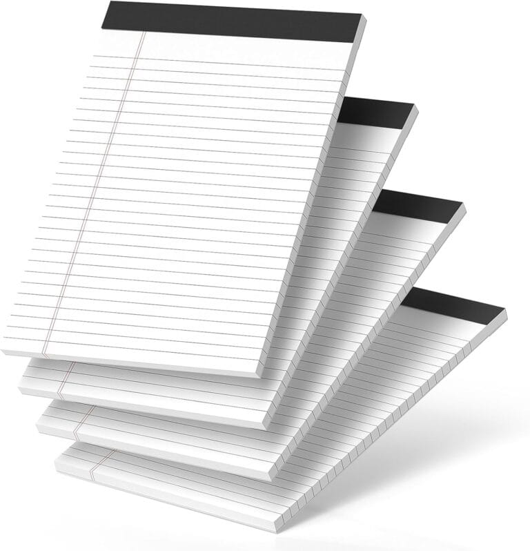 4 Pack Legal Pads 8.5 x 11 White Note Pads 8.5 x 11 Notepad Micro Perforated Writing Pads Lined Paper Pads Wide Ruled Pad of Paper 30 Sheets Notebook for To-Do Lists, School & Office Supplies