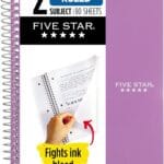 Five Star Spiral Notebook, 2 Subject, College Ruled Paper, 6" x 9-1/2", 80 Sheets, Fights Ink Bleed, Water Resistant Cover, Amethyst Purple (840029CF1-ECM)