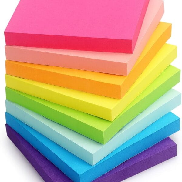 Eastern Wolf 8 Pads Sticky Notes 3x3 Self-Stick Notes 8 Bright Multi Colors Purple Sticky Notes, 85 Sheet/Pad