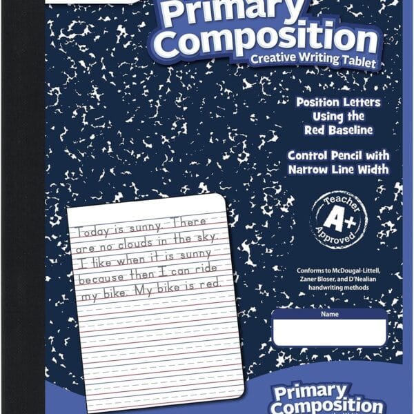 Mead Primary Composition Book, Primary Ruled Journal, Grades K-2, 7-1/2" x 9-3/4", 100 Sheets, Blue Marble (09902)