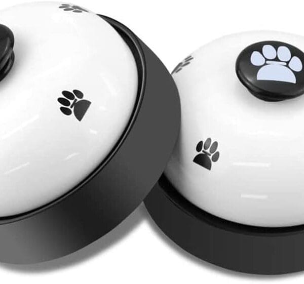 Comsmart Dog Training Bell, Set of 2 Dog Puppy Pet Potty Training Bells, Dog Cat Door Bell Tell Bell with Non-Skid Rubber Base 2 Pack White