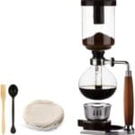 5 Cup,Siphon Coffee Maker with Wooden Handle syphon coffee brewercoffee siphonVacuum Brewer Pot, Japanese Syphon Machine, Glass Drip Coffee Maker Set,Comes With 10 Sheets Of Coffee Filter Cloths
