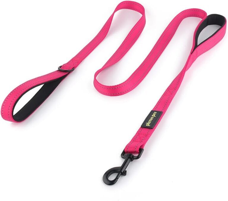 Plutus Pet Double Handle Dog Leash 6ft Long, Padded 2 Handle, Heavy Duty, Reflective Training Leash for Medium Large Dogs, Dual Handle Lead (Pink)