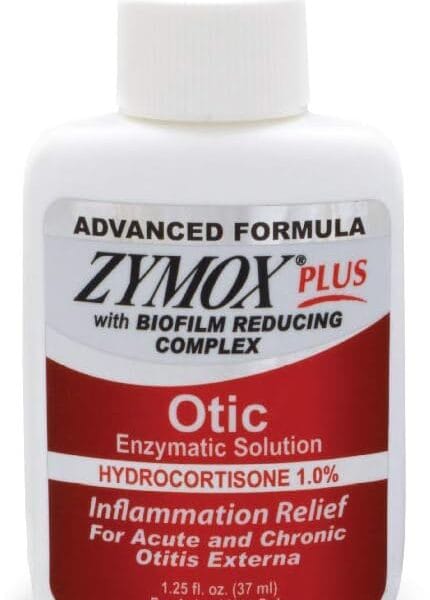 Zymox Advanced Formula Otic Plus Enzymatic Ear Solution for Dogs and Cats with 1% Hydrocortisone, 1.25oz