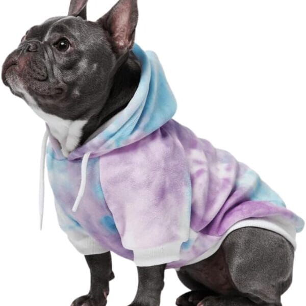 Spark Paws Dog Hoodie  Premium Dog Sweater for Small, Medium, and Large Dogs | Warm Outfits for French Bulldogs, Pitbull, Puppy, Winter Jacket Alternative - 90s Retro Sky Dye - L